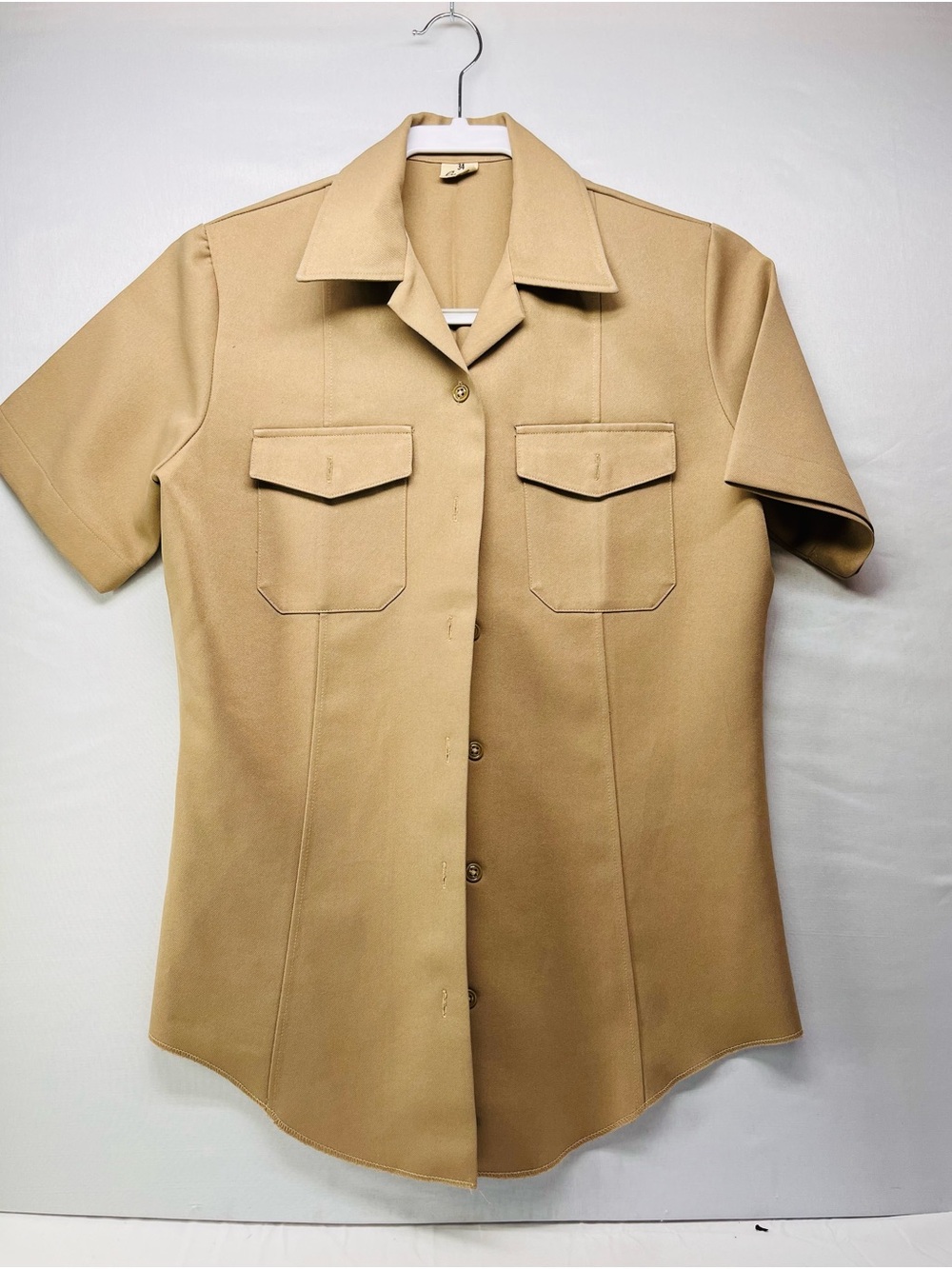 Official U.S Navy Classic Short-Sleeve Button-Down Shirt in Camel